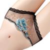 Low Rise Seamless Embroidery Flower Print Women Briefs Ultra-thin Transparent Sexy