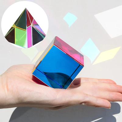 Scientific Magic Prism Cube 40Mm Hexahedral Crystal Magic Cmy Cube 3D Color Cube Photography Prism Office Desk Ornament Toys