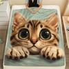 Cartoon Bengal-Katze Muster Flanelldecke, Hohe Qualität, Bequem für alle Jahreszeiten, Heimdekoration, Wärme und Komfort, Perfekt für Geschenke.
