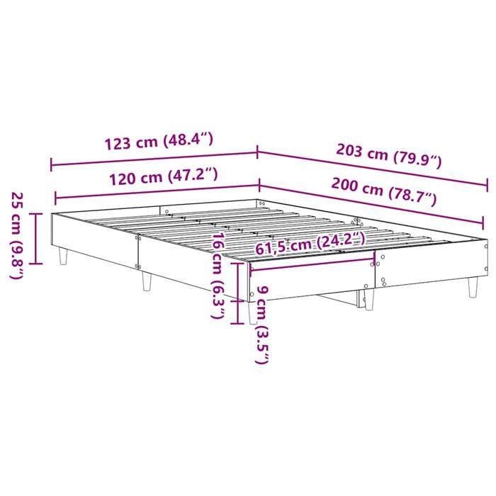 VidaXL Cadre de lit sans matelas chêne artisanal 120x200 cm, meuble de chambre à coucher, sommier, lit double, lit, châlit, 861038
