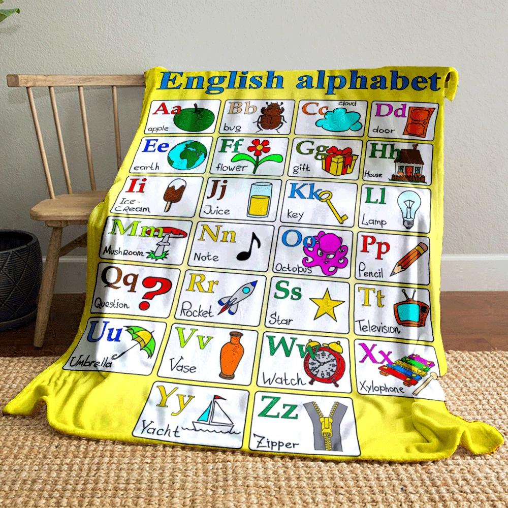 Each English Alphabet Letter Is Paired with an Object It Starts With. for All Seasons Blanket Lunch Break Throw Gift