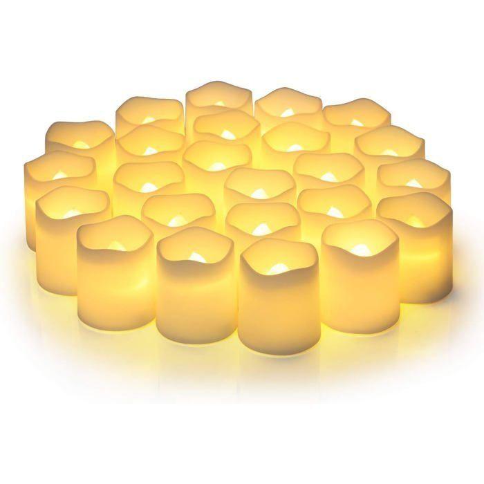Bougies LED sans flamme - AIMOONSA - Bougie électronique - 3,8x4,5 cm - Lot de 24 - LED allumage instantané