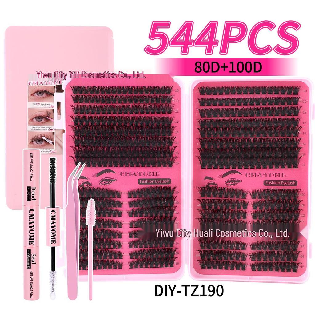 544 Cluster D Curl Individual Lash Set: DIY Dense, Curled, Segmented Eyelashes