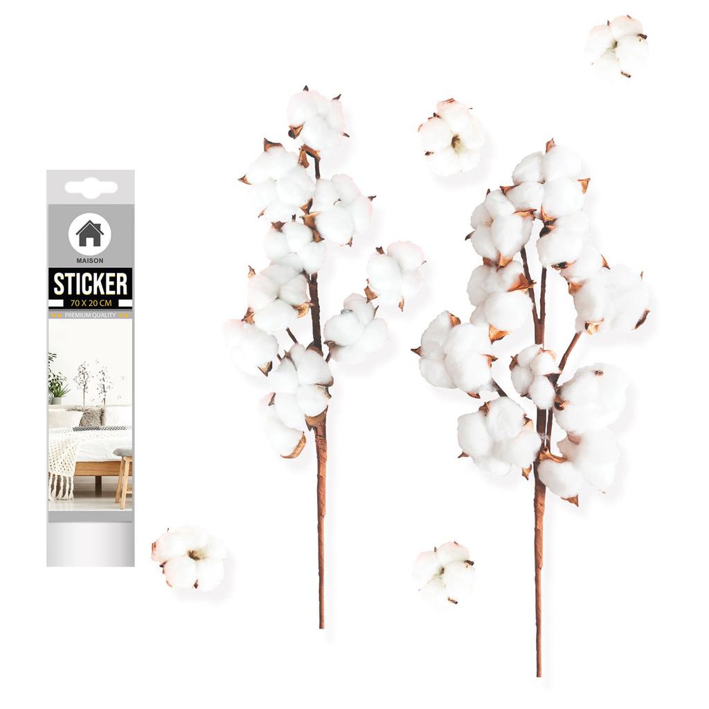 Les Trésors De Lily [R3377] - White 'Cotton Flowers' Sticker Sheet - 20x70 Cm