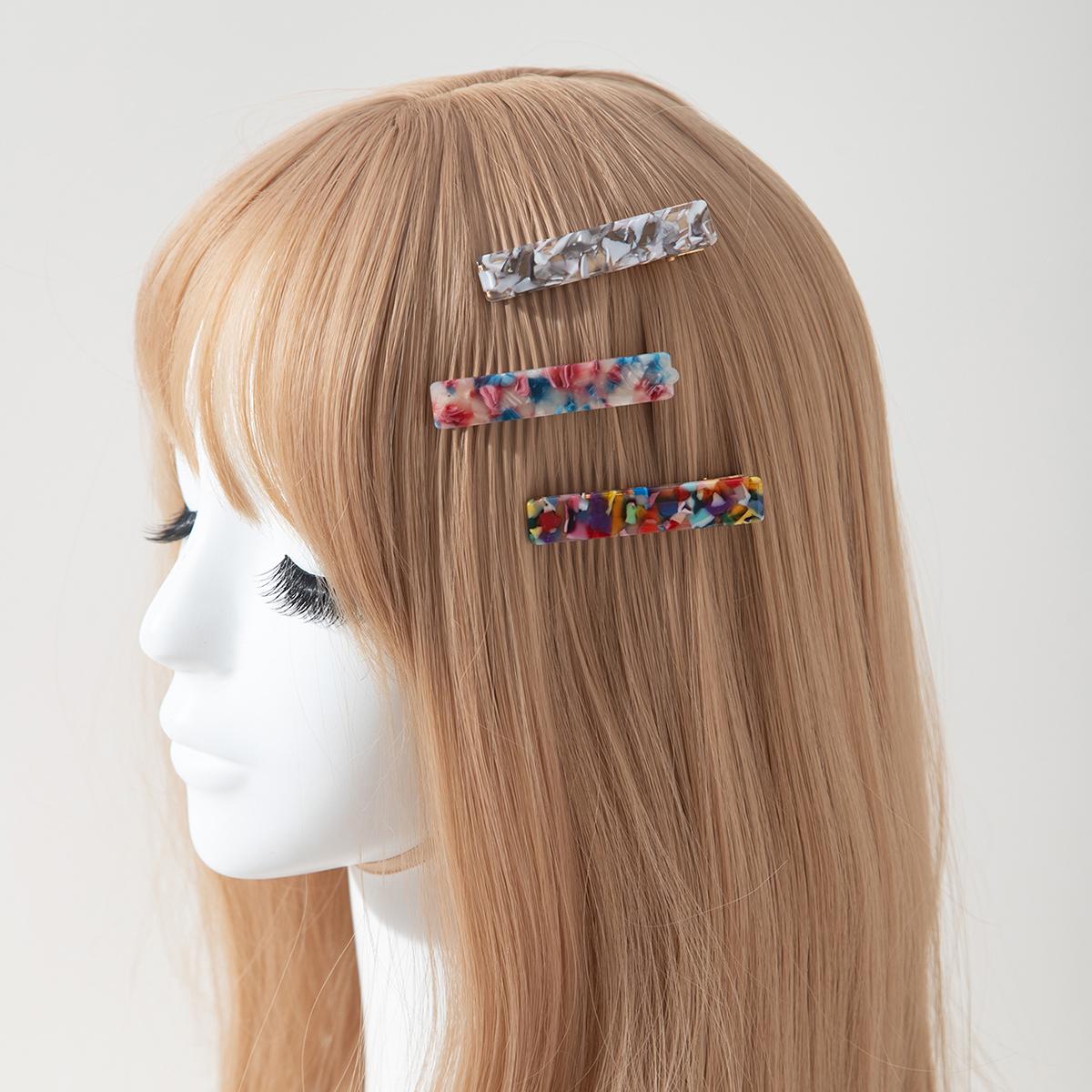 

3 шт./набор Заколки для волос для женщин Цветная геометрия Мраморный ацетат Заколка для волос Аксессуары для волос для девочек Заколки для волос Заколка для волос