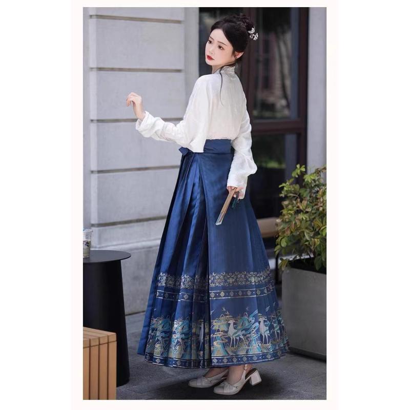 Chinese Ming Dynasty Style Hanfu Daily horse-face  Skirt Hanfu Suit