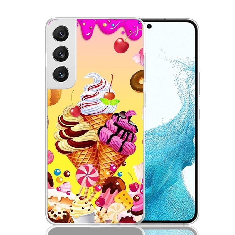 

Macaron Ice Cream Cake Doughnut Case Phone Cover for Samsung Galaxy S24 S25 Ultra S23 Plus S22 + S21 S20 FE S10 S25 Edge Trend F Samsung S22