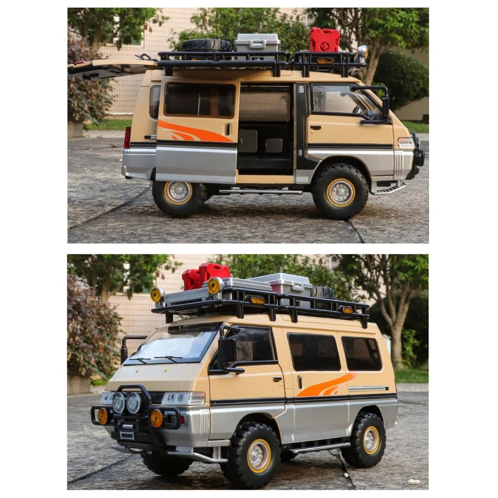 1/24 Mitsubishi Delica Mini Off Road VAN RV Alloy Car Model Sound and Light Children's Toy Collectibles Birthday Gift