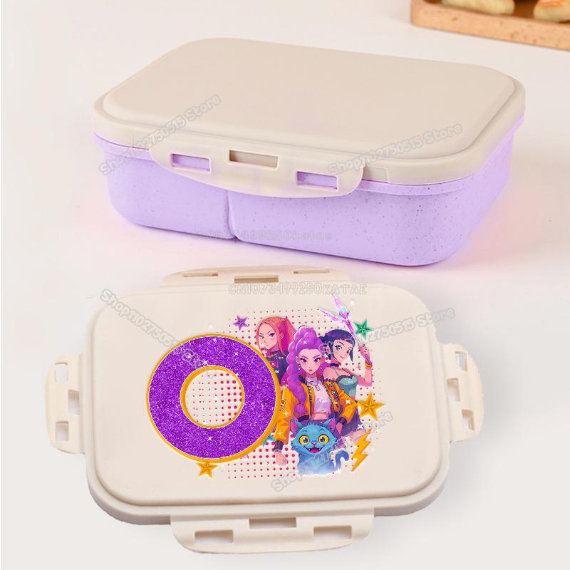 Kpop Demon Hunters Letter A-Z Bento Boxes Rumi Mira Zoey Student Lunch Box School Office Microwave Portable Fruit Food Container