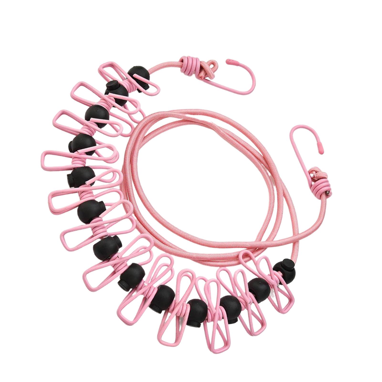 

Цветные прищепки, выдвижная бельевая веревка для быстрой сушки, плавно перемещается слева направо розовый