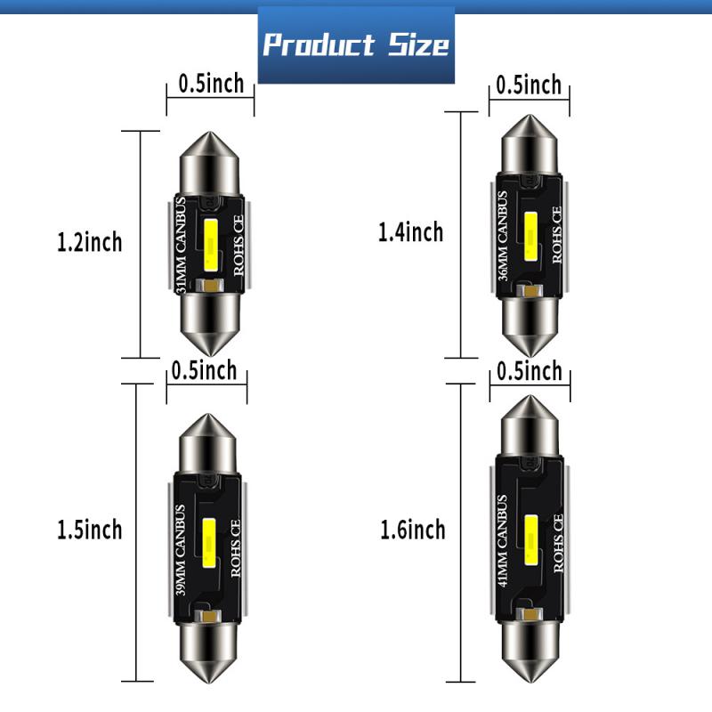 2Pcs C5W LED CSP 1860 Signal Lamp Canbus Bulb 31mm 36mm 39mm 41mm Festoon Light C10W LED Auto Interior Reading Dome Light