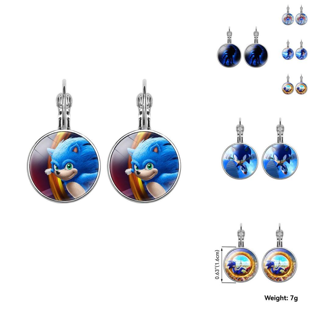 Urocze kolczyki Jeż Sonic biżuteria z postaciami z kreskówek dla fanów anime