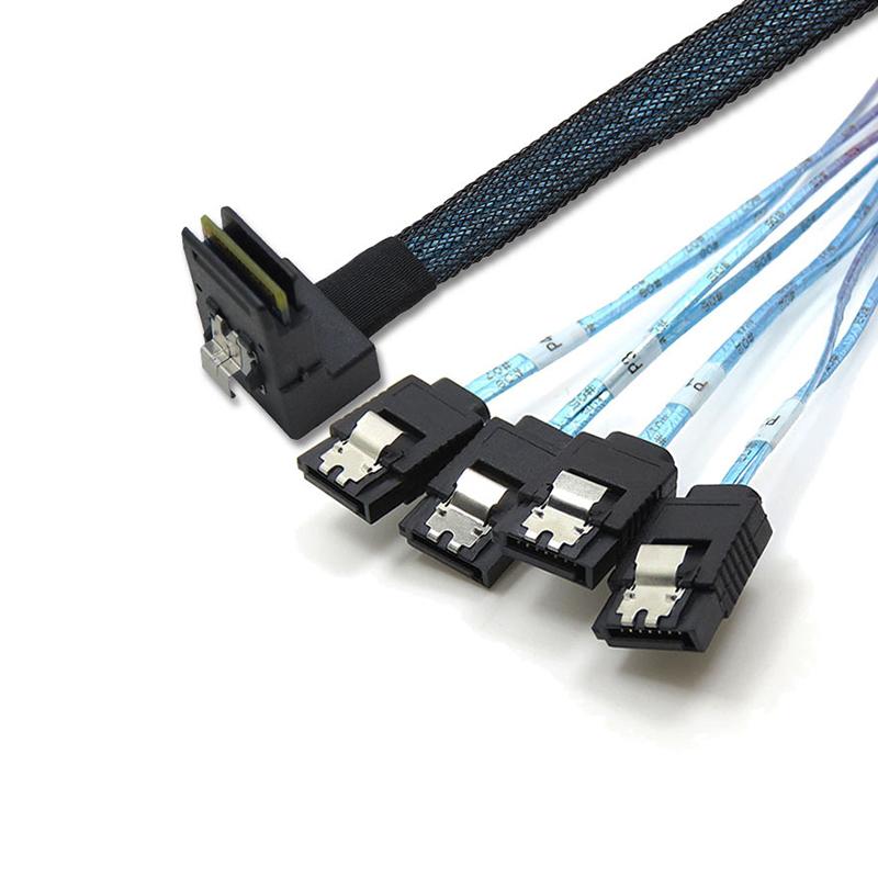 Mini SAS 36Pin SFF-8087 to 4 SATA 7Pin Data Cable Splitter Breakout  Elbow Lane SATA Server Array Card Hard Drive Extend Cable