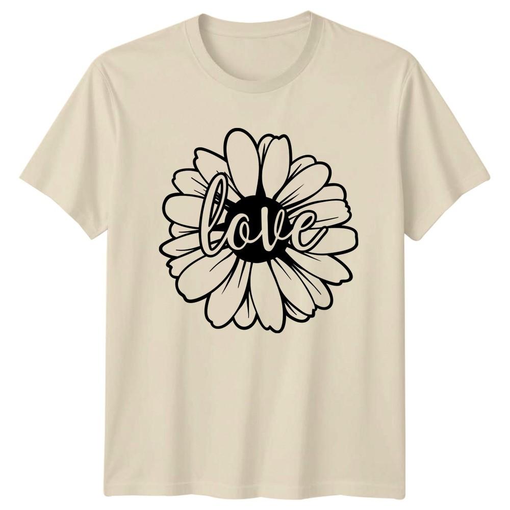 Love Daisy Flower Script Typography Unisexs TShirt Botanical Mothers Day