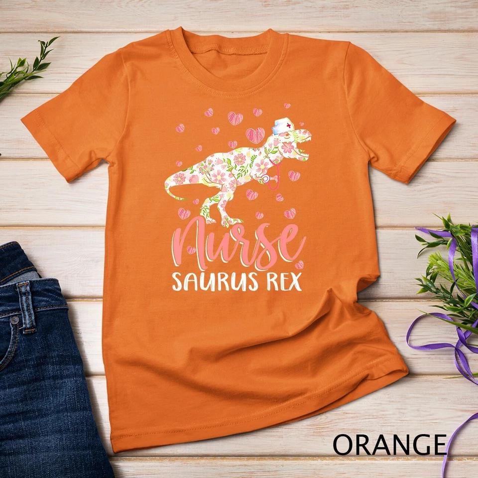 Funny Dinosaur Scrub Nurse Life RN Nursing LPN Floral Mother Unisex T-shirt 7 L