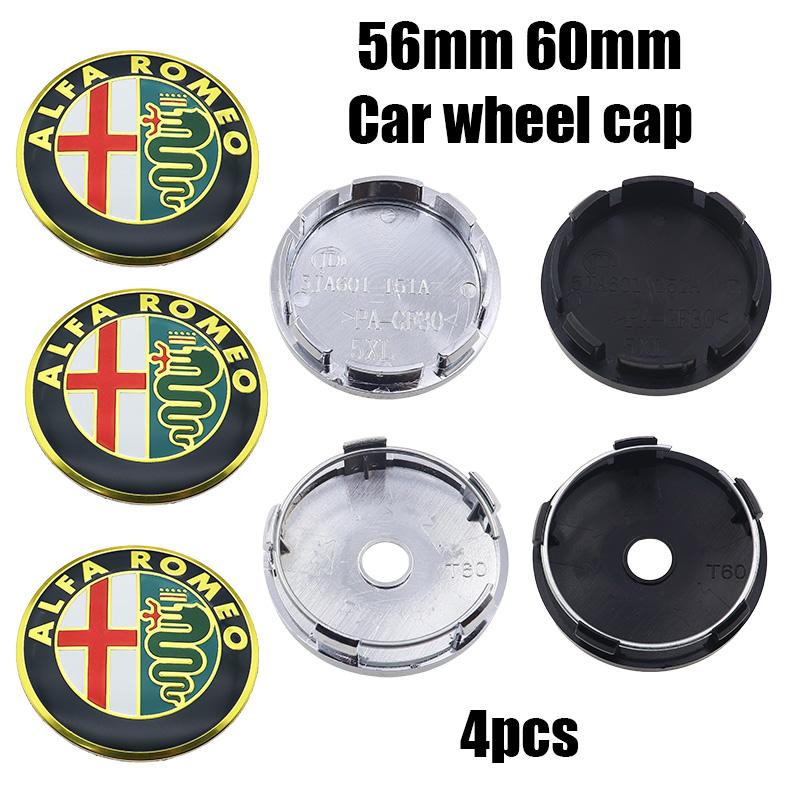4pcs 56mm 60mm alfa romeo 3D Car emblem Wheel Center Hub auto Rim refit dust-proof badge covers cap styling accessories fw6