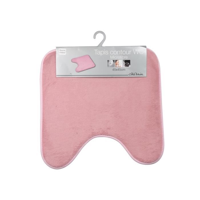 Tapis contour de WC - Vitamine - Rose - 45 x 45 cm - 100% Microfibre - Lavable en machine