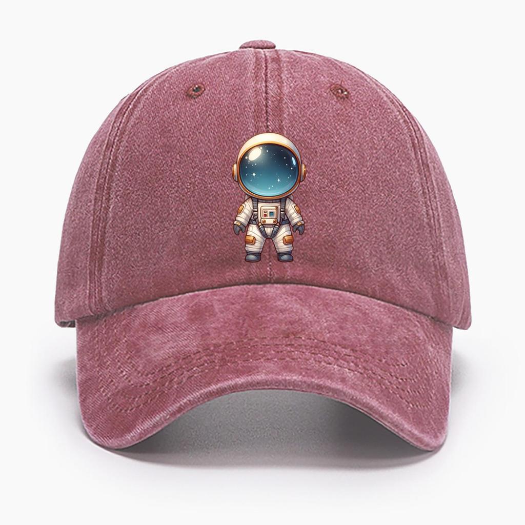 Chic Astronaut Print Women's Baseball Cap - Adjustable, Lightweight Cotton Sun Hat For Golf & Outdoor Activities, One Size Fits All