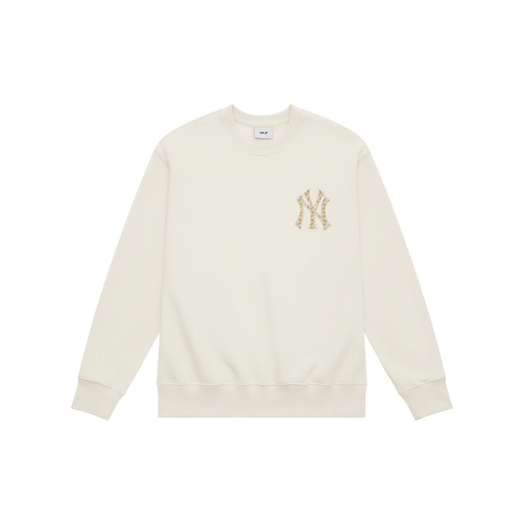 New MLB MONOGRAM Collection New York Yankees FW24 Sweatshirt Unisex Dark Cream 3AMTM0946-50CRD