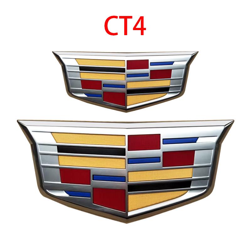 2PCS Car Front Rear Logo Cover Grille Trunk Badge Stickers for Cadillac CT4 2025 2024 2017 2020 Replacement Emblem Accessories