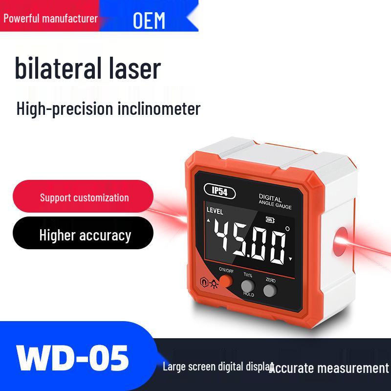 Digital Display Dual Laser Inclinometer with Four-Sided Magnet
