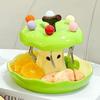 Creative Colorful Fruit Fork Plate Set Comfortable Grip Decorative Dessert Fork with Holder Household Ceramic Holder