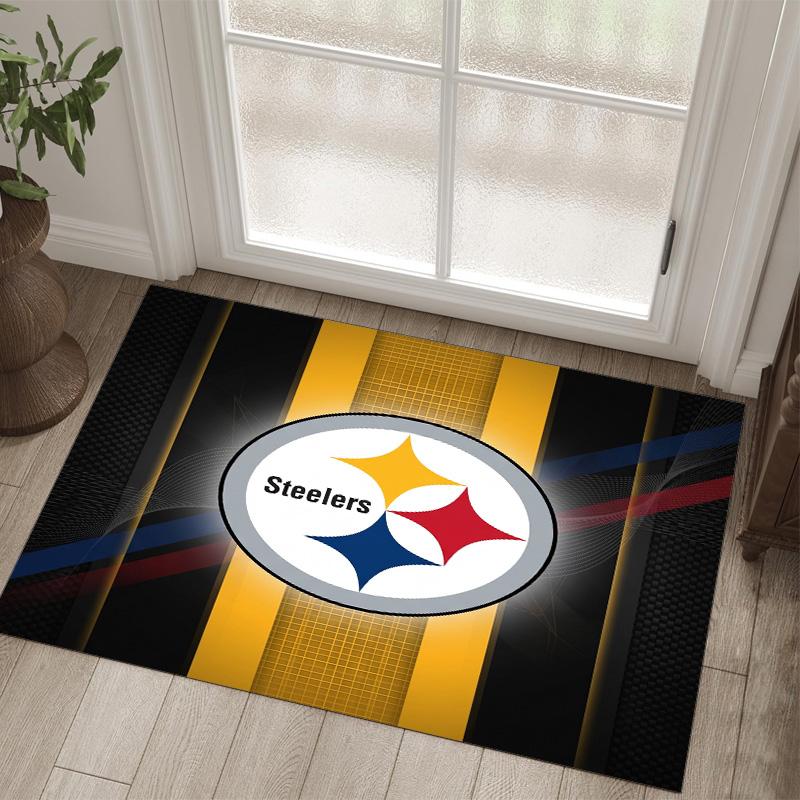 Pittsburgh Steelers Design Crystal Velvet Carpet Cozy Non?Slip Printed Rug For Bedroom Living Room Entrance