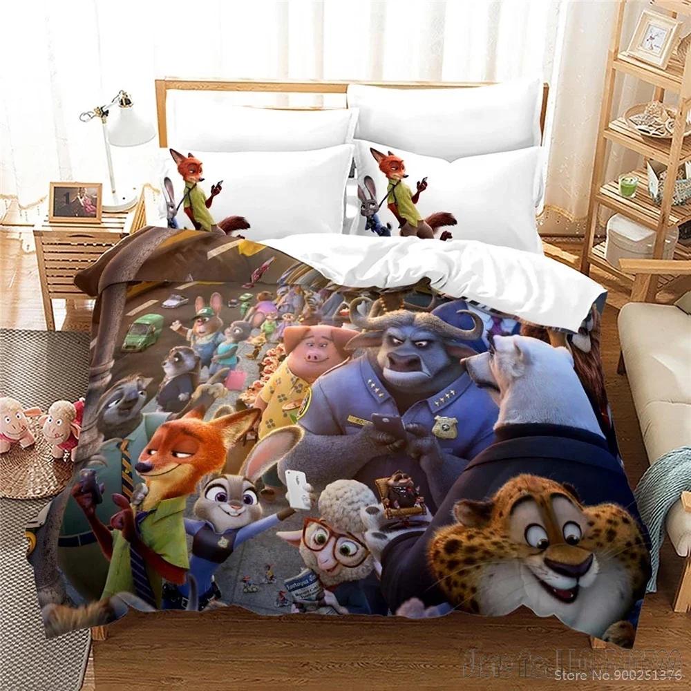Cartoon Zootopia Zootropolis 3d Printed Duvet Cover Set HD Comforter Cover Bedclothes for Kids Bedding Sets Bedroom Decor