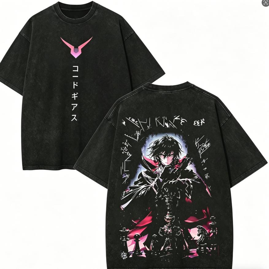 Code Geass Anime Lover Washed T-shirt Year round clothing high quality personality Clothes Plus Size Unisex New Model Couples tee