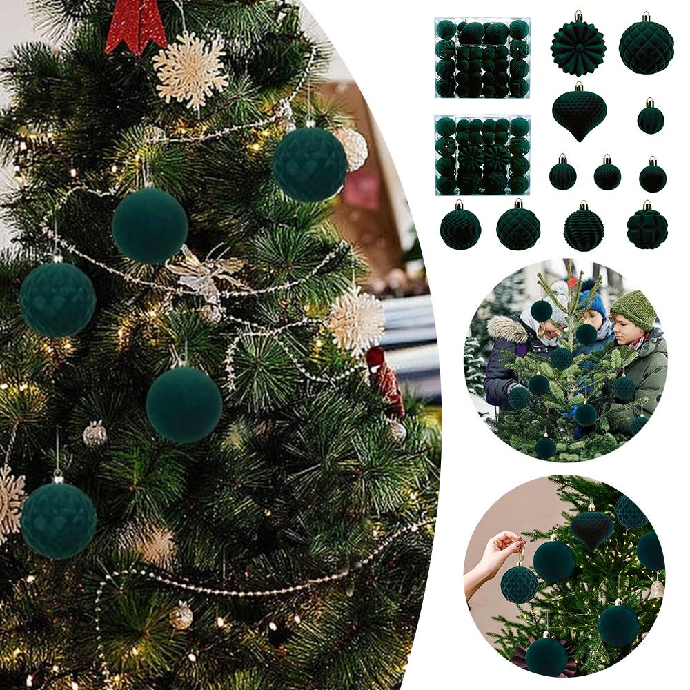 48pcs/set Velvet Christmas Ball Ornaments Christmas Decoration Box Set Products Set Ball Pendant Ball 4/6/8cm Christmas Hom Y8M5