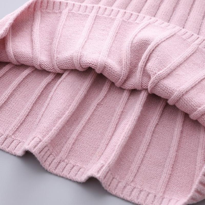 Dívčí šaty Pletené svetrové šaty Jarní a podzimní svetr Dlouhá sukně Dětské sladké princeznovské šaty