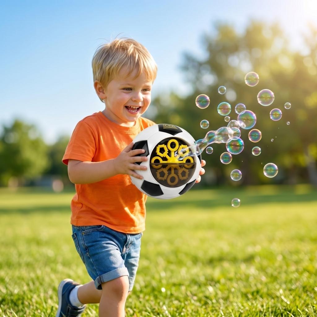 Automatic Soccer Ball Bubble Machine Toy with Multiple Bubble Wands for Outdoor Indoor Play Kids Entertainment and Parties