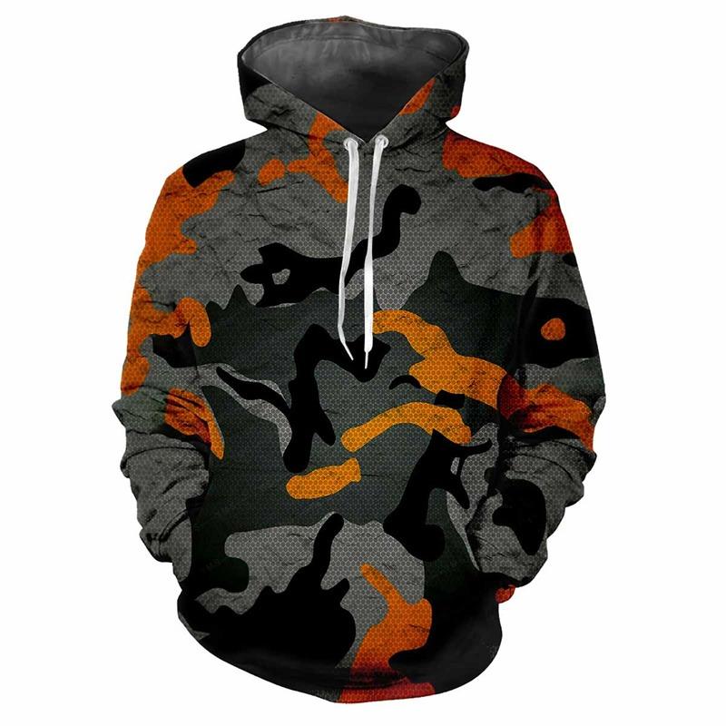 Jungle Camouflage Printed Hoodie Men Spring Autumn Street Sweatshirt Loose Casual Outdoor Sports Top Long Sleeve Hoodies