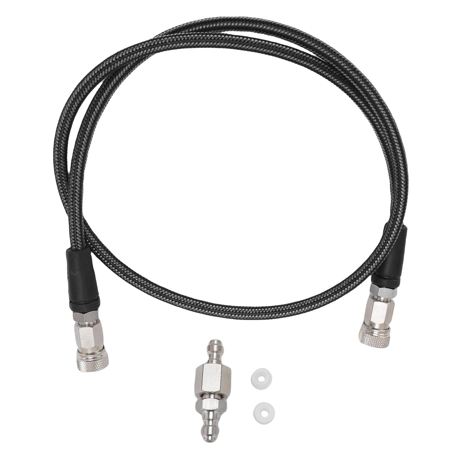 

Pressure Inflation Hose 39 Inch 8mm Quick Connector Carbon Fiber Woven Stainless Steel High