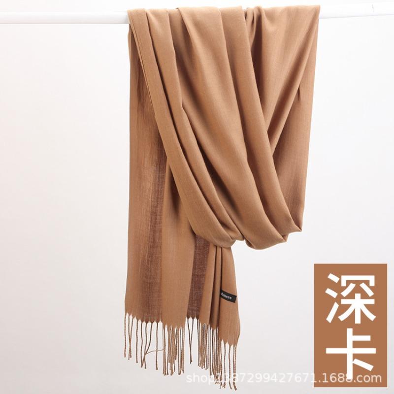 Solid color cashmere bristle scarf women's autumn and winter warm versatile gift shawl factory
