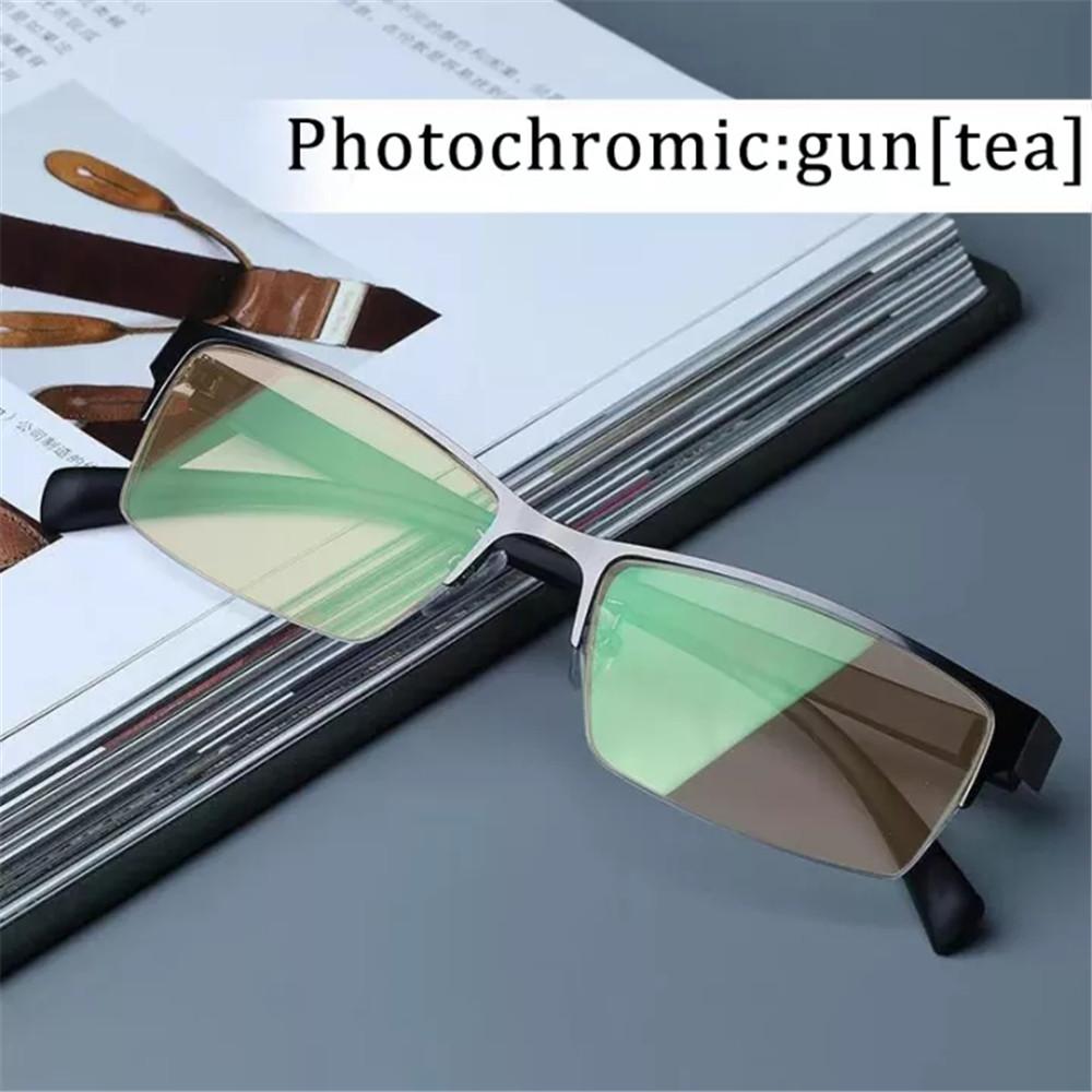 

Фотохромные очки Мужские очки для близорукости Полуободковые очки из титанового сплава Очки с защитой от синего света Компьютерные очки Деловые очки 0
