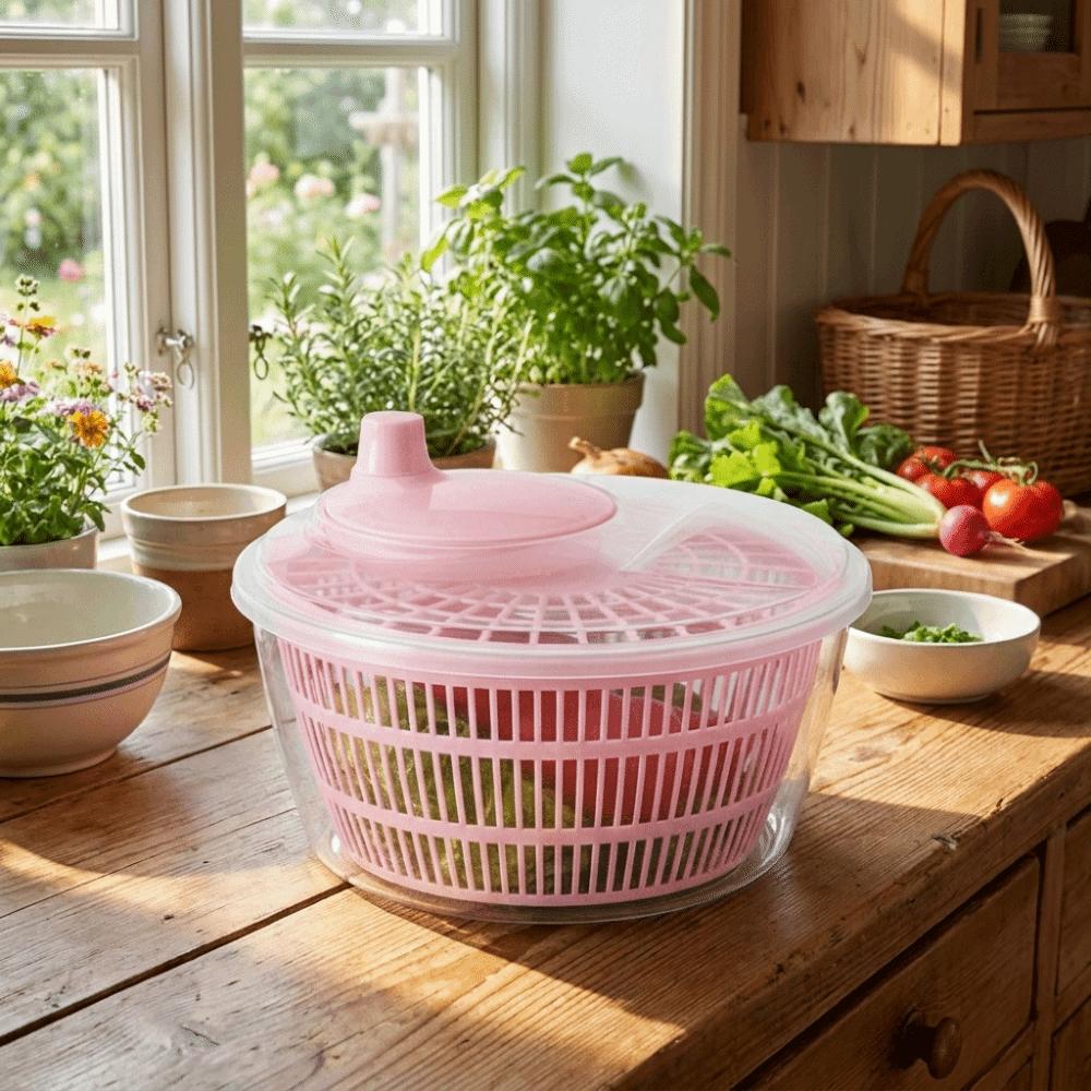 Large Capacity Manual Salad Spinner Plastic Spinning Drain Basket Vegetable Washing