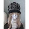 Anti-EMO fun emotional expression "the strongest" full drill fine flash black cold hat wool hat knitted hat