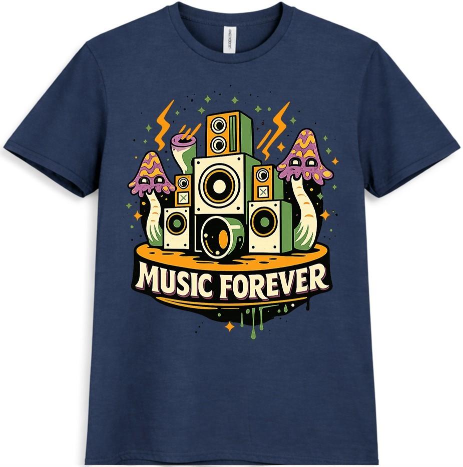 Musik T-Shirt DJ Lautsprecher Forever Grafik Rave Festival Tee