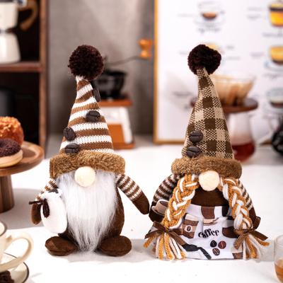 Haobei Christmas Coffee Gnome Ornament - Khaki Faceless Doll for Home Decor