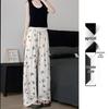 Japanese White Ice Silk Drapey Wide-Leg High-Waist Butterfly Ripped Pants - XS