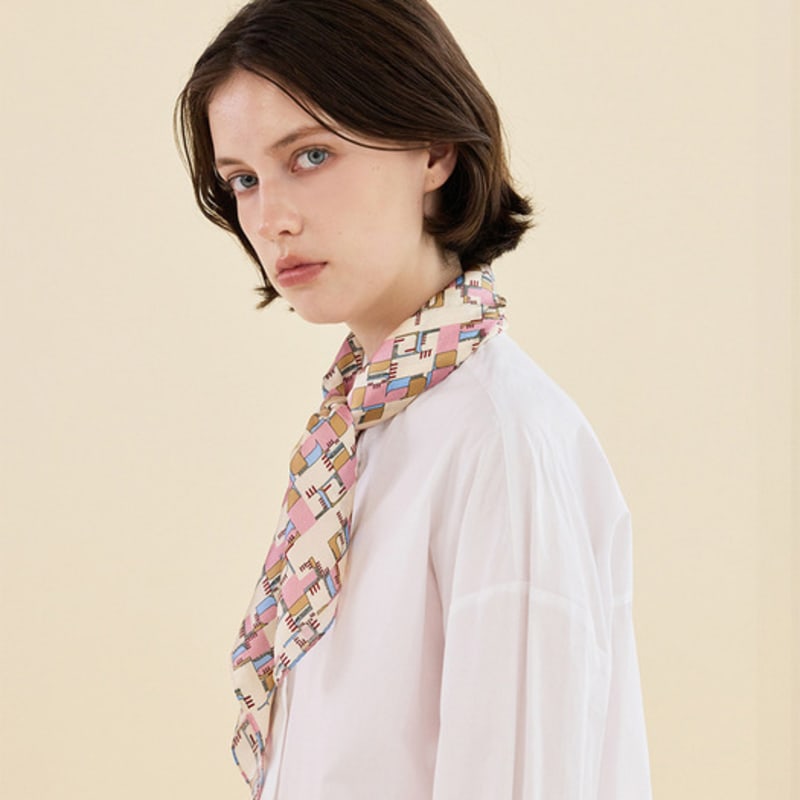 2DREAMERS Doodle Grid Silk Scarf