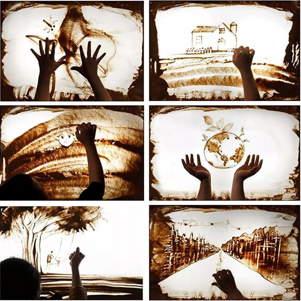 Glow-in-the-Dark Sand Art Kit for Kids, 7-Color Adjustable LED Light Box, Creative Drawing Toy, 40x28x9cm