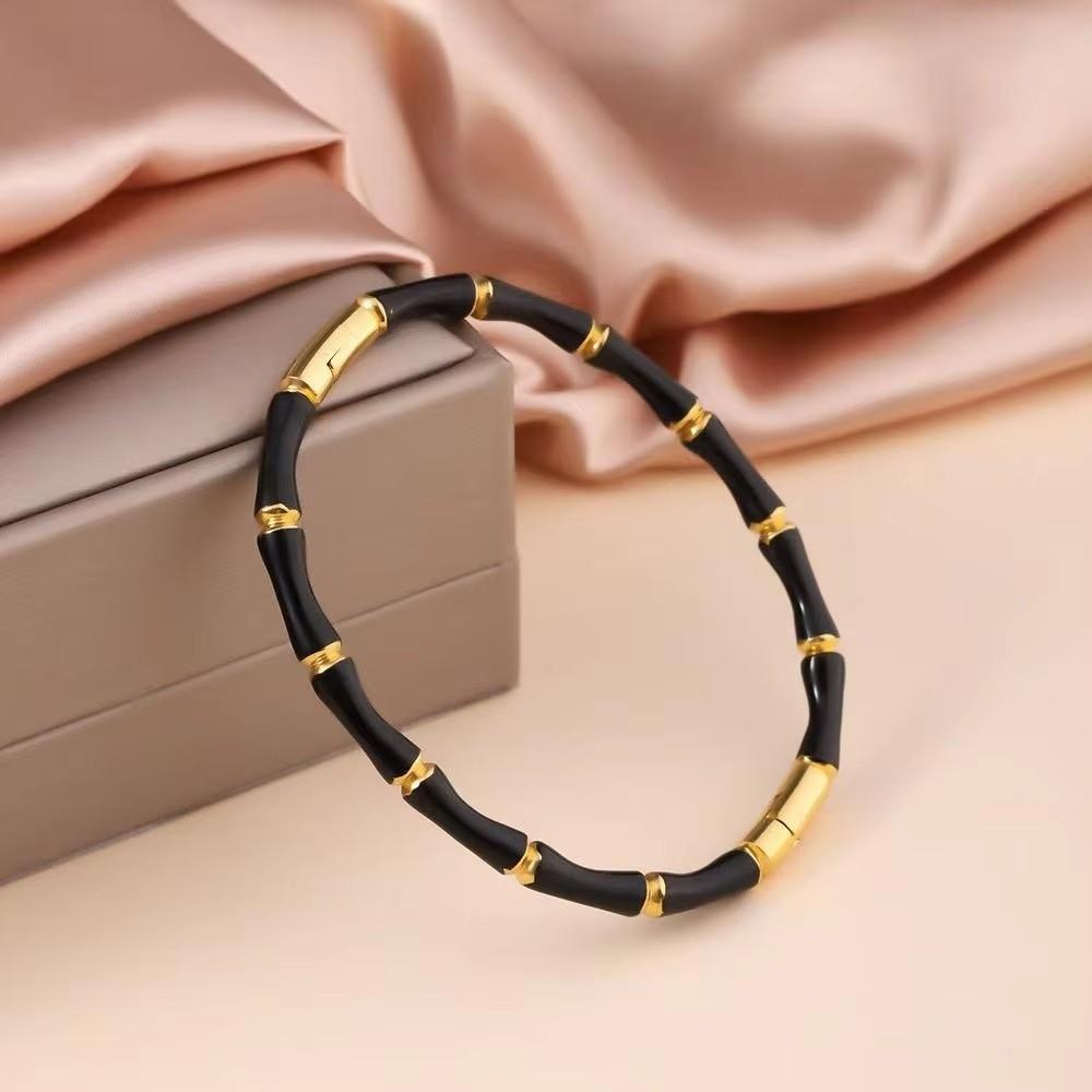 Stainless Steel Enamel Resin Bracelet Colorful Stainless Steel Bangle Bamboo Joint Bangle  Women