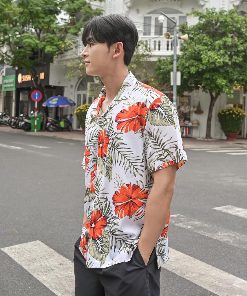Helingbon Men'S Hawaiian Shirt Loose Fit Short Sleeve Resort Look Top (2 Colors) / Ni103M