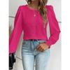 Women's Shirt Spring and Summer 2026 Round Neck Lace Casual Loose Women's Blouses Puff Sleeve Tops Vintage Elegant Solid Color Office Ladies Shirts
