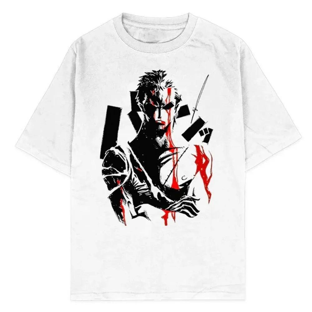 One Piece Tee Men Casual Oversized Washed Harajuku Tshirt Japanese Anime