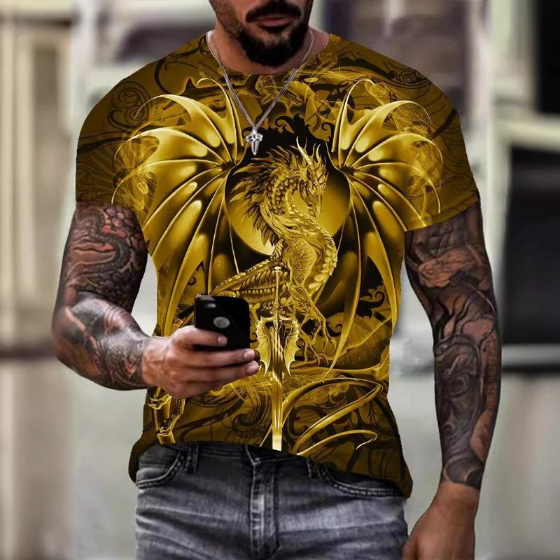 3D Printed Totem Series Men's Short Sleeved Loose T-shirt