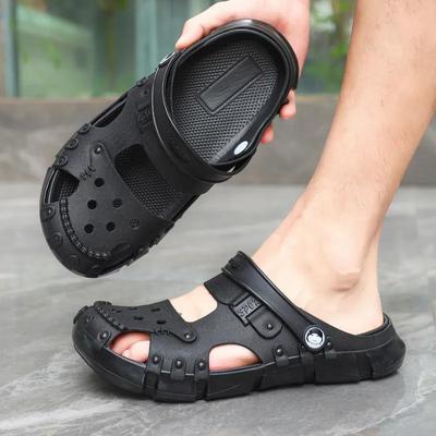 Höhlenschuhe für Herren, Sandalen für Sommermode, Atmungsaktive Strandschuhe für Outdoor-Bekleidung, Doppelfunktions-Sandalen mit Zehenkappen für Herren, Hausschuhe