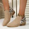 Fashion New Fashion Patchwork Leopard Ankle Boots Women Back Zipper Low Heels Short Boots Woman Autumn Pointed Toe Booties Plus Size